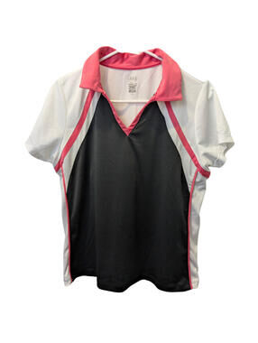 Izod Cool FX Performx Women's Golf Polo Shirt Large - Black White Pink